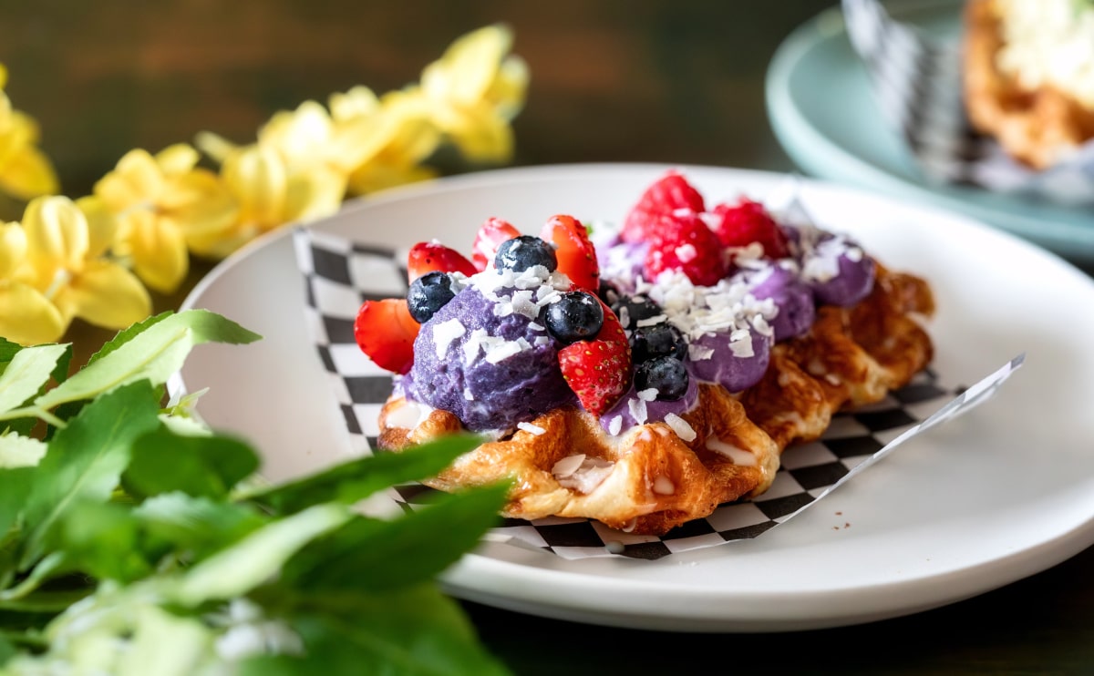 Read more about the article Vegan Ube Mochi Waffles